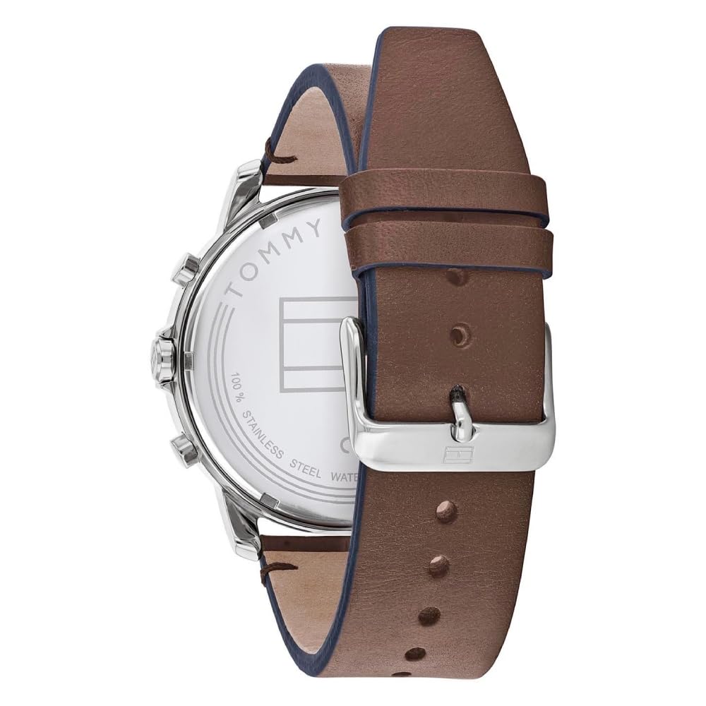 Tommy Hilfiger Quartz Analog Blue Dial Leather Strap Watch for Men