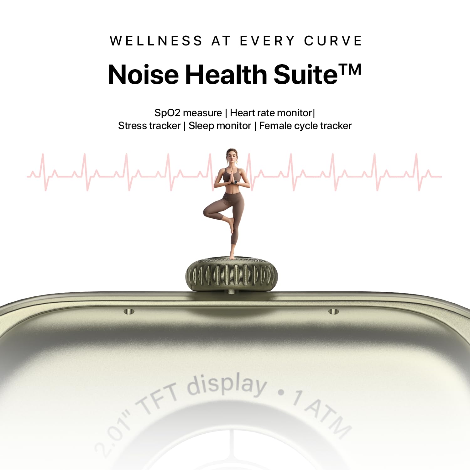 Noise Icon Arc Smartwatch with 2.01” Curved Display, 10-Day Battery, 100+ Sports Modes, Voice Assistant & 1ATM Water Resistant - Jet Black