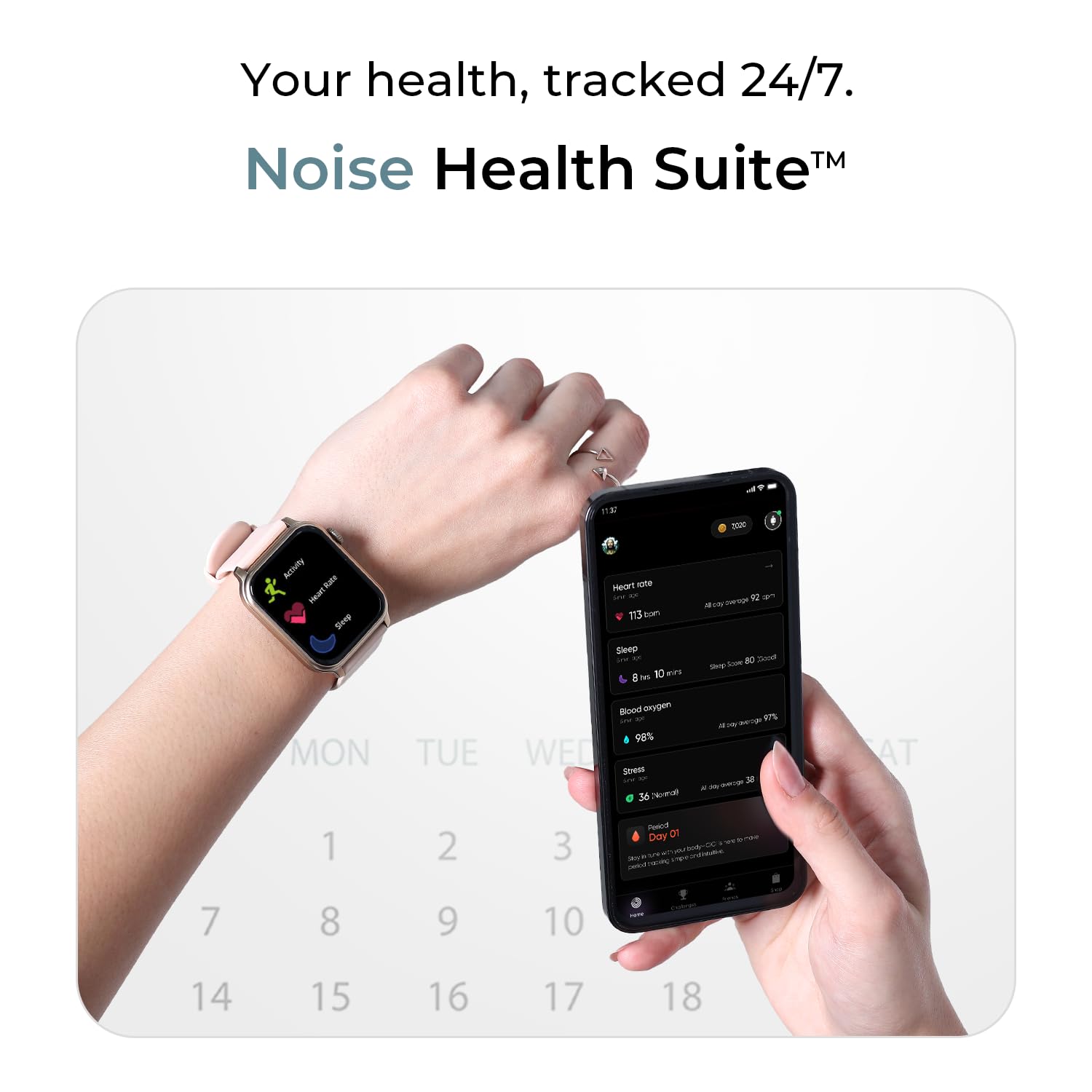 Noise Pulse 2 Max Smartwatch with 1.85” Display, Bluetooth Calling, 10-Day Battery, 100 Sports Modes & Smart DND - Rose Pink