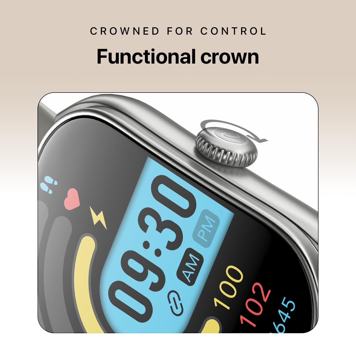 Noise Icon Arc Smartwatch with 2.01” Curved Display, 10-Day Battery, 100+ Sports Modes, Voice Assistant & 1ATM Water Resistant - Jet Black
