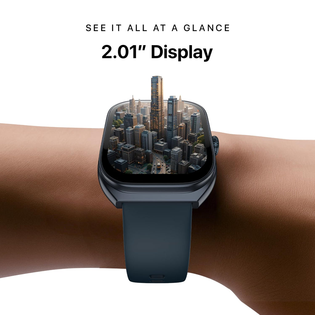 Noise Icon Arc Smartwatch with 2.01” Curved Display, 10-Day Battery, 100+ Sports Modes, Voice Assistant & 1ATM Water Resistant - Jet Black