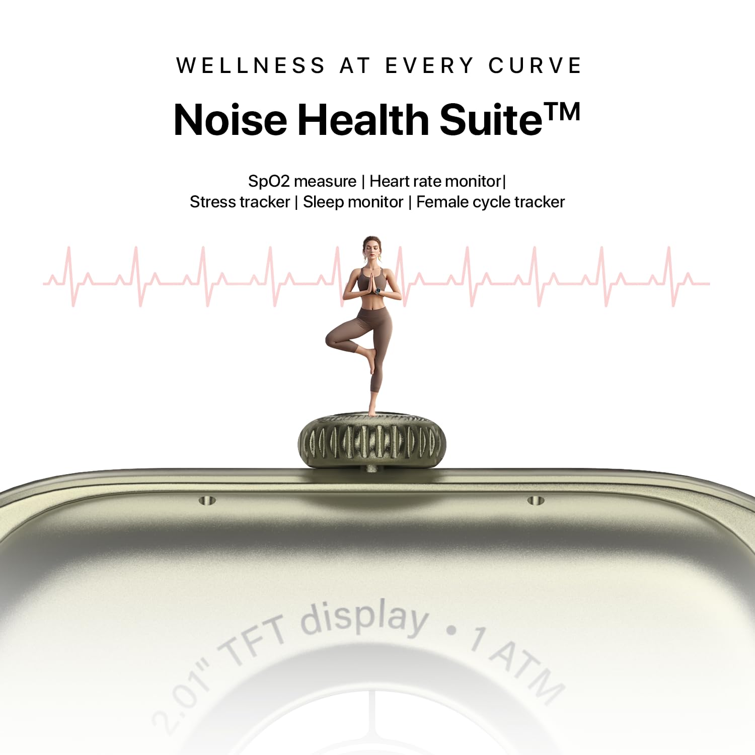 Noise Icon Arc Smartwatch with 2.01” Curved Display, 10-Day Battery, 100+ Sports Modes, Voice Assistant & 1ATM Water Resistant - Jet Black