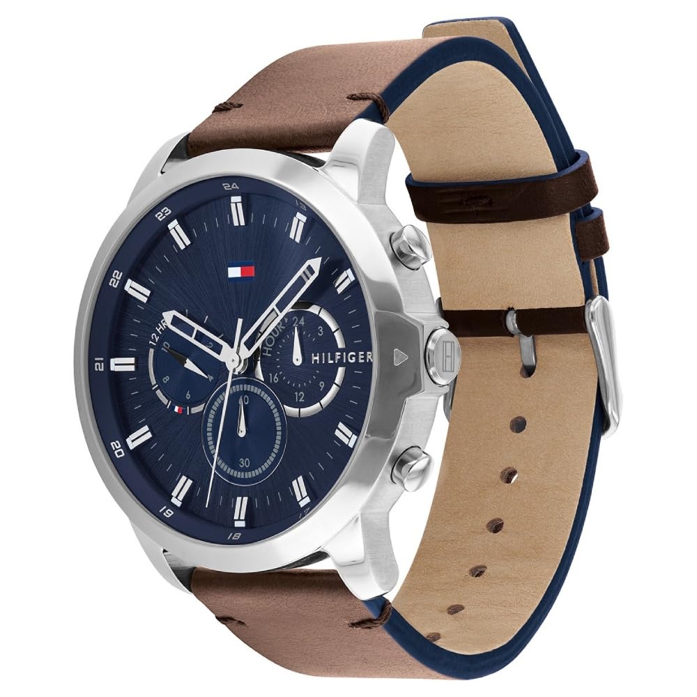 Tommy Hilfiger Quartz Analog Blue Dial Leather Strap Watch for Men