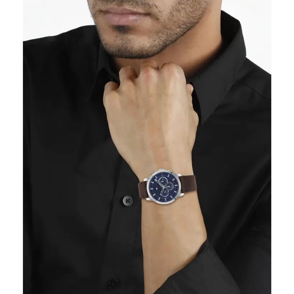 Tommy Hilfiger Quartz Analog Blue Dial Leather Strap Watch for Men