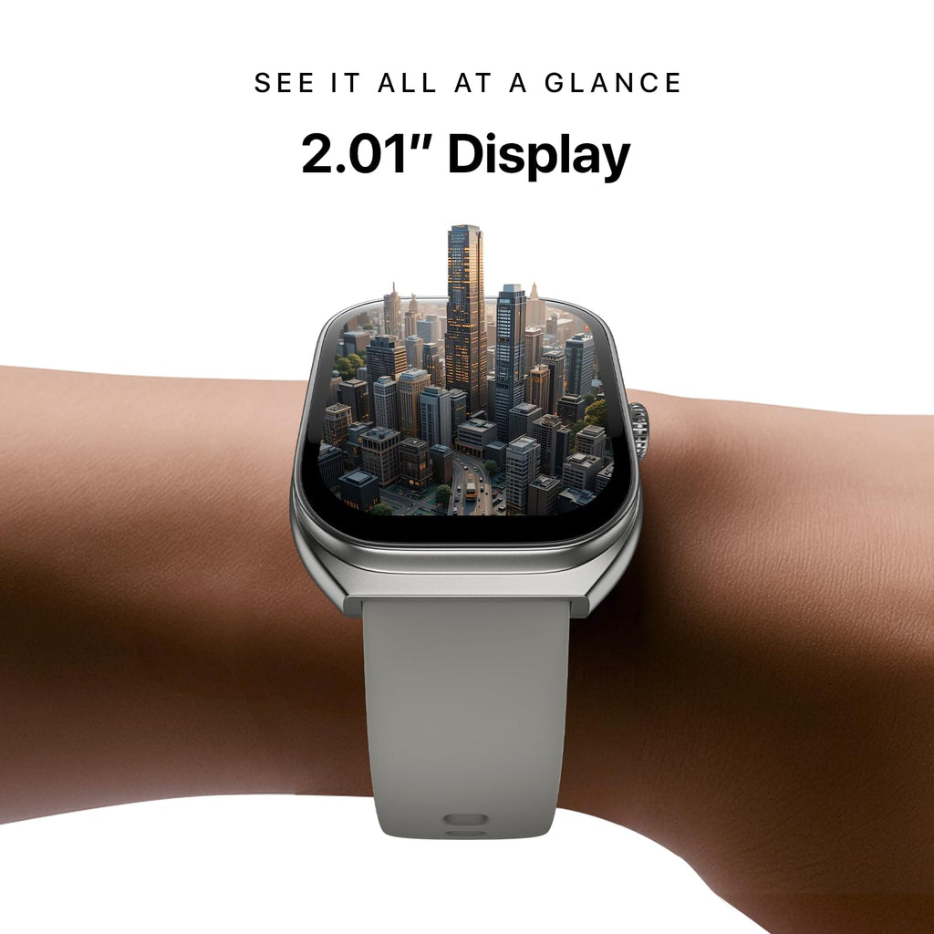 Noise Icon Arc Smartwatch with 2.01” Curved Display, 10-Day Battery, 100+ Sports Modes, Voice Assistant & 1ATM Water Resistant - Jet Black