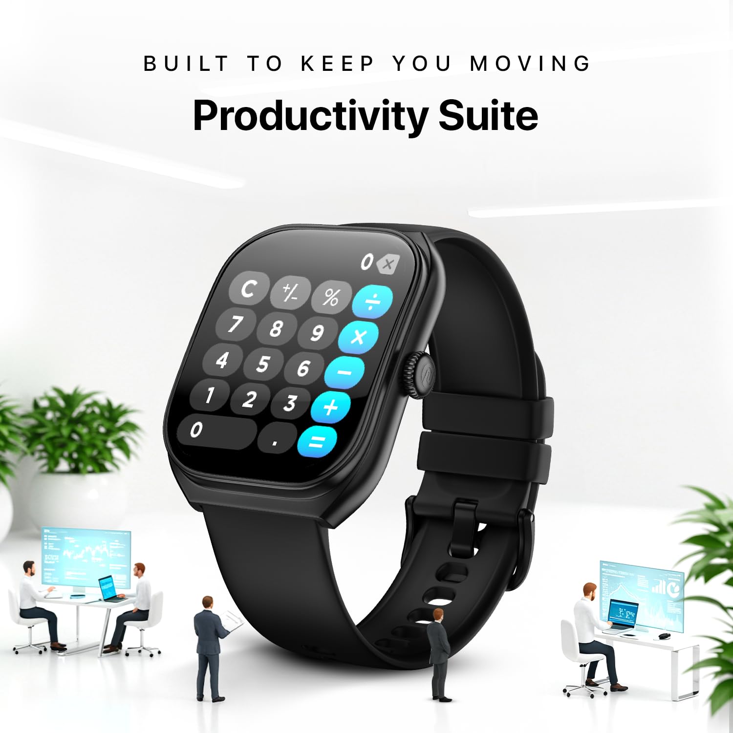Noise Icon Arc Smartwatch with 2.01” Curved Display, 10-Day Battery, 100+ Sports Modes, Voice Assistant & 1ATM Water Resistant - Jet Black