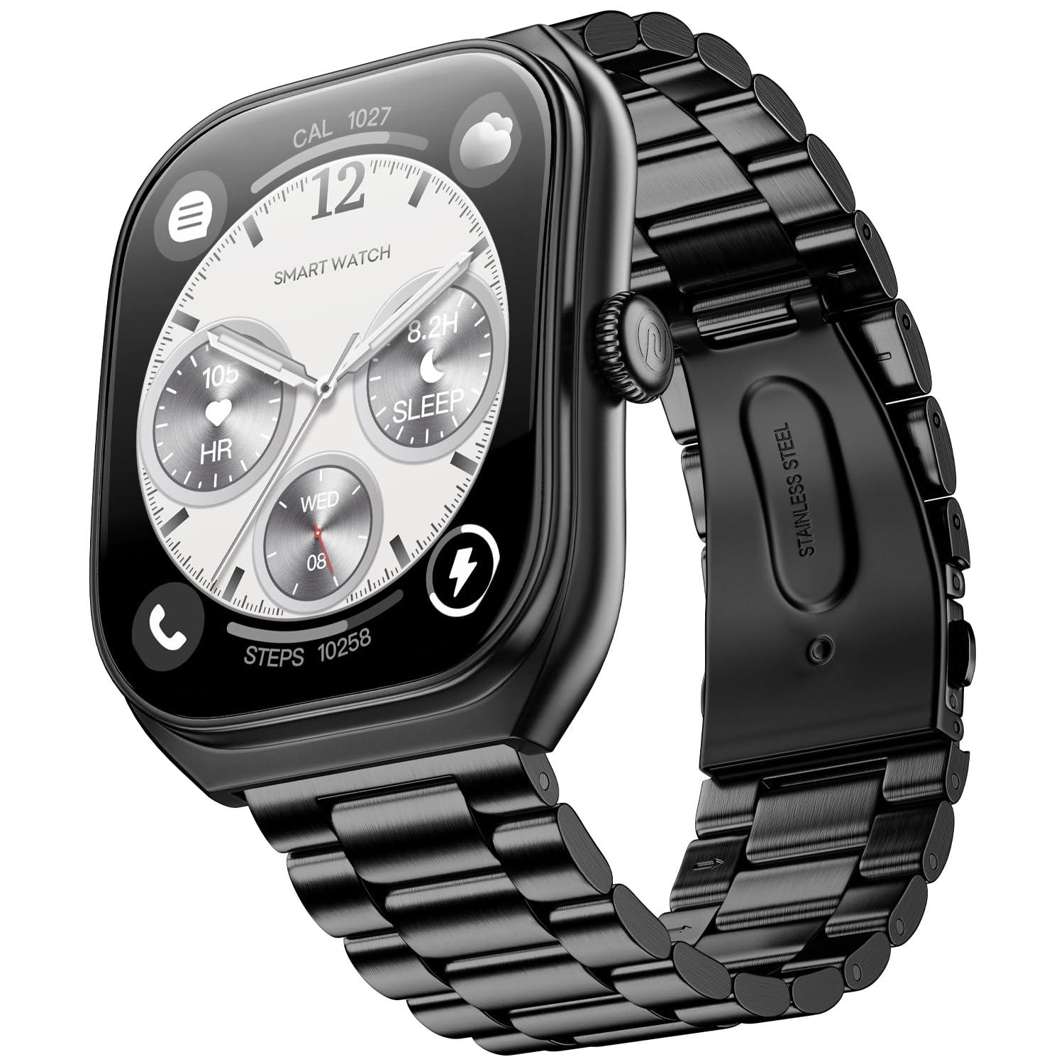 Noise Icon Arc Smartwatch with 2.01” Curved Display, 10-Day Battery, 100+ Sports Modes, Voice Assistant & 1ATM Water Resistant - Jet Black