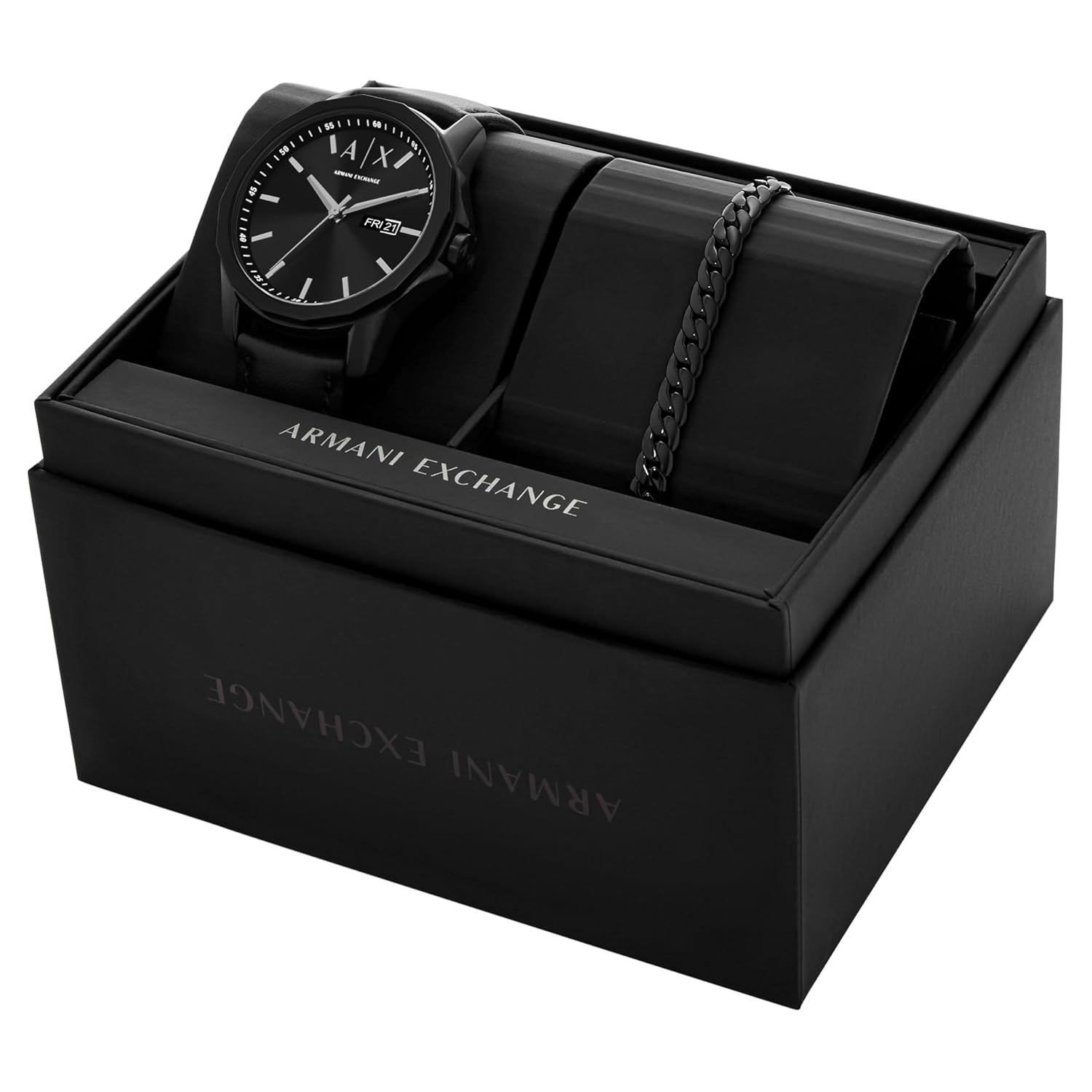 Armani Exchange Stainless Steel Analog Black Dial Men's Watch-Ax7148Set