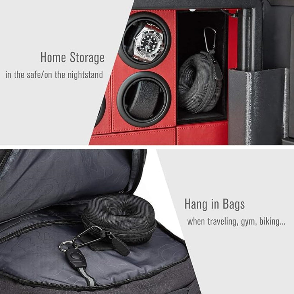 Sounce Travel Watch Hard Storage Box Case for Apple iWatch, Boat, Fire Boltt, Noise, Dizo, Beatxp, Fast-Track, Ptron, Amazfit and Other Watches, Portable Carrying Hard Protective Cover, Nylon - Black