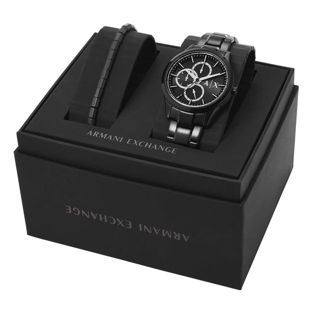 Armani Exchange Stainless Steel Analog Black Dial Men's Watch-Ax7148Set
