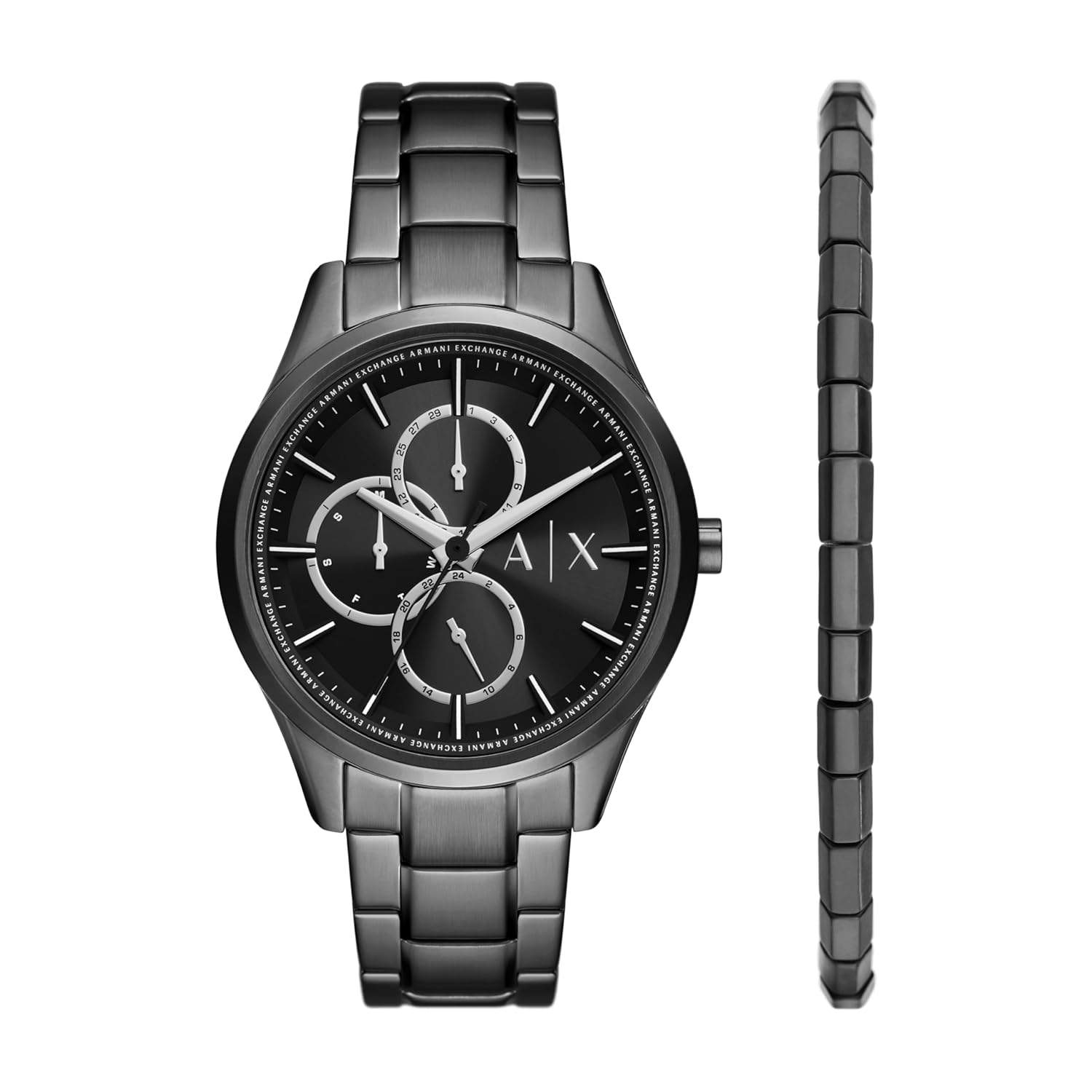 Armani Exchange Stainless Steel Analog Black Dial Men's Watch-Ax7148Set