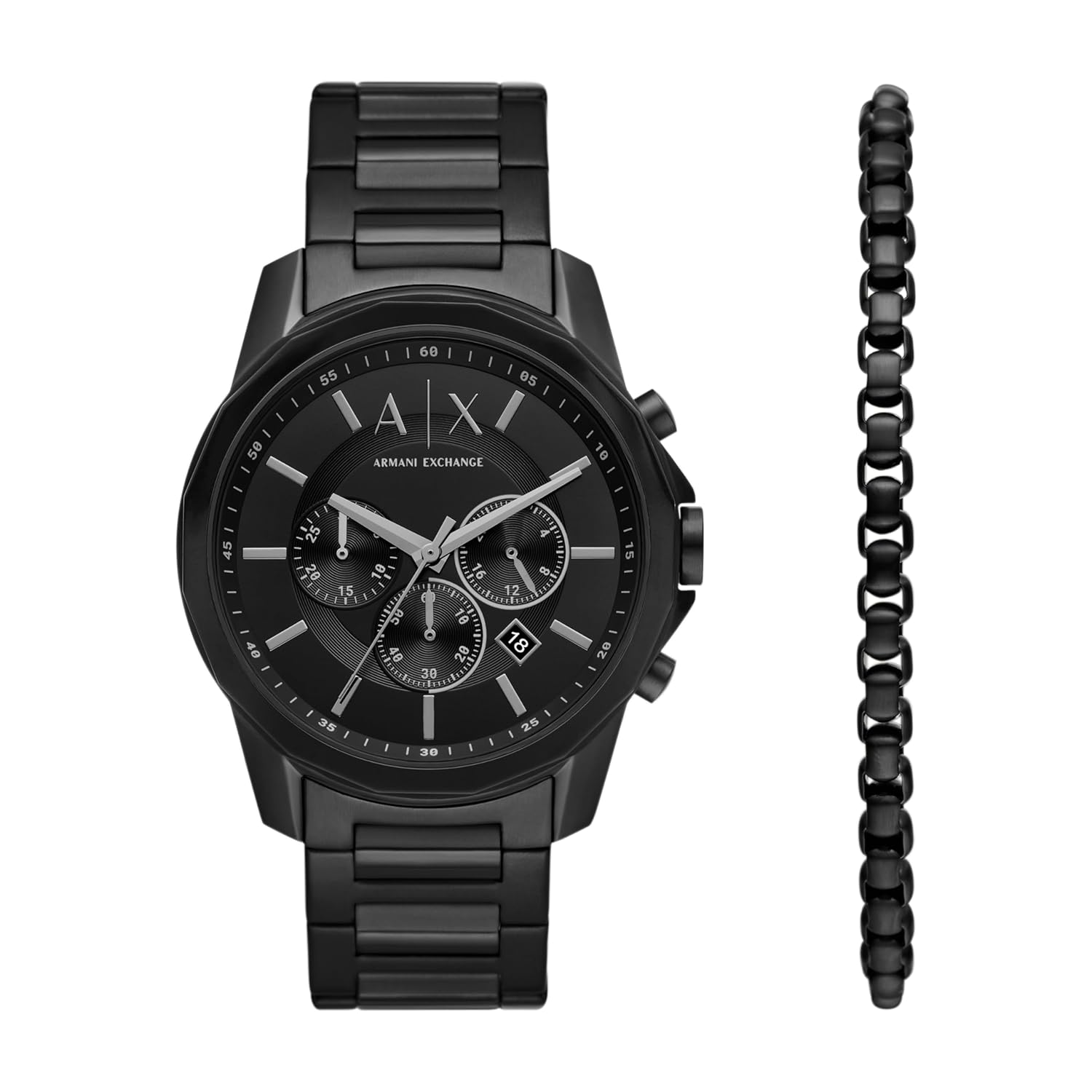 Armani Exchange Stainless Steel Analog Black Dial Men's Watch-Ax7148Set