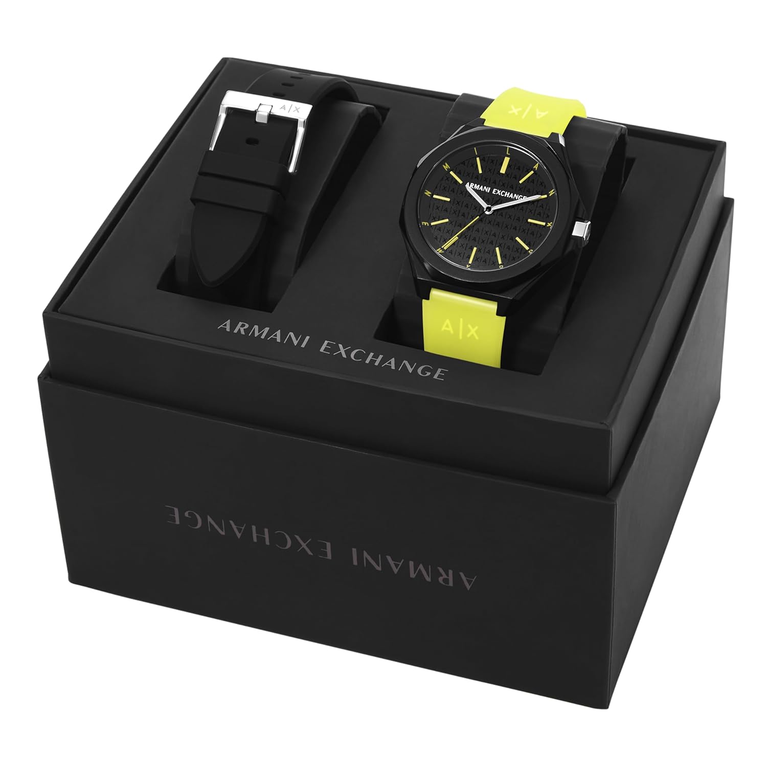 Armani Exchange Stainless Steel Analog Black Dial Men's Watch-Ax7148Set