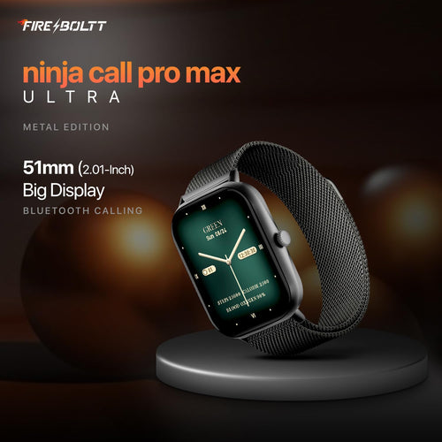 Fire-Boltt Ninja Call Pro Max Ultra Smartwatch with Bluetooth Calling, 2.01” HD Display, 120+ Sports Modes & AI Watch Faces - Black