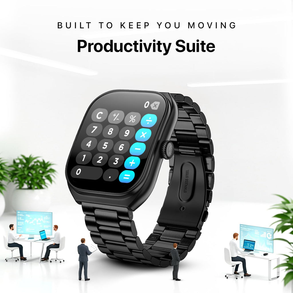Noise Icon Arc Smartwatch with 2.01” Curved Display, 10-Day Battery, 100+ Sports Modes, Voice Assistant & 1ATM Water Resistant - Jet Black