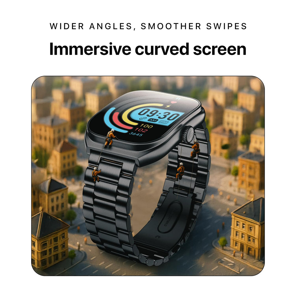 Noise Icon Arc Smartwatch with 2.01” Curved Display, 10-Day Battery, 100+ Sports Modes, Voice Assistant & 1ATM Water Resistant - Jet Black