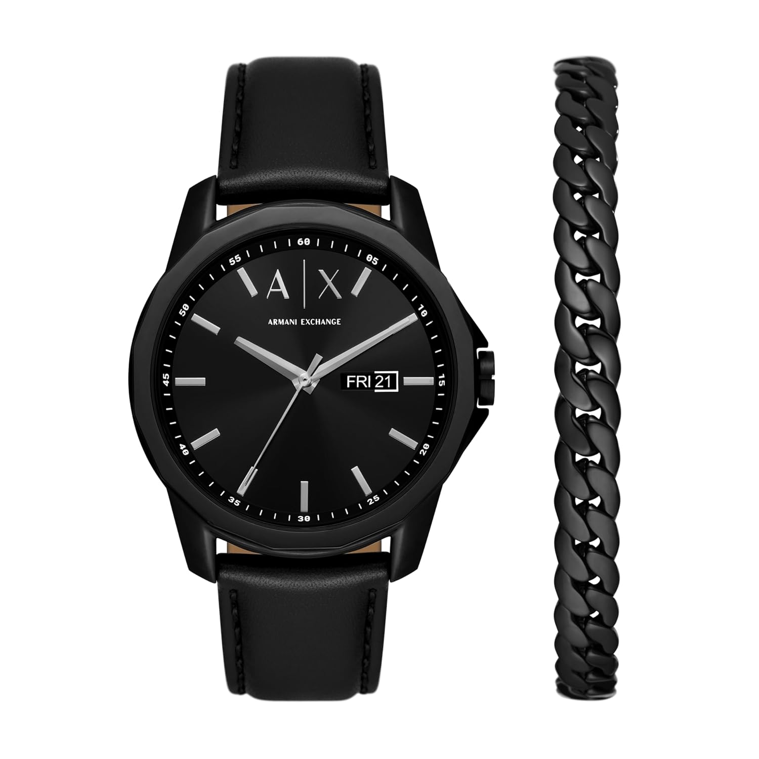 Armani Exchange Stainless Steel Analog Black Dial Men's Watch-Ax7148Set
