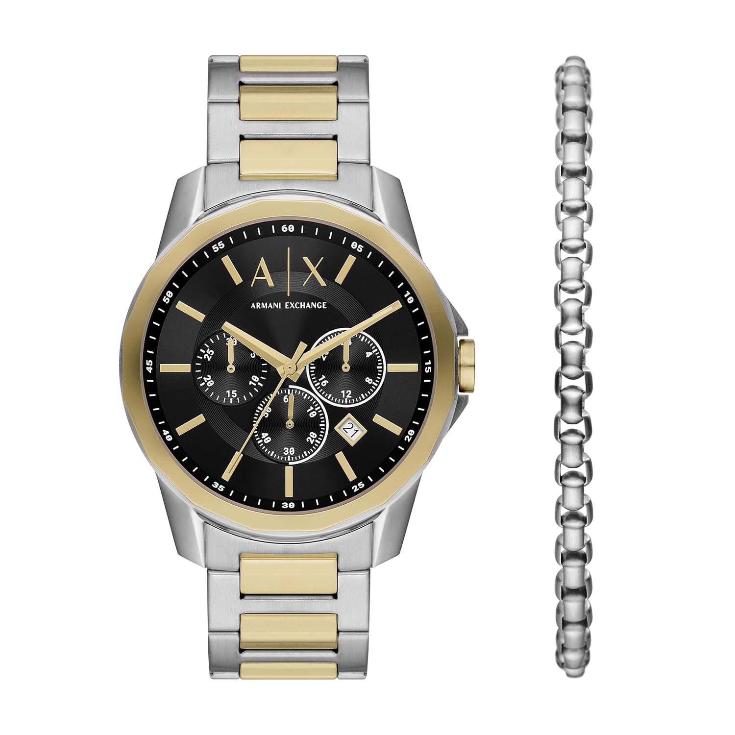 Armani Exchange Stainless Steel Analog Black Dial Men's Watch-Ax7148Set