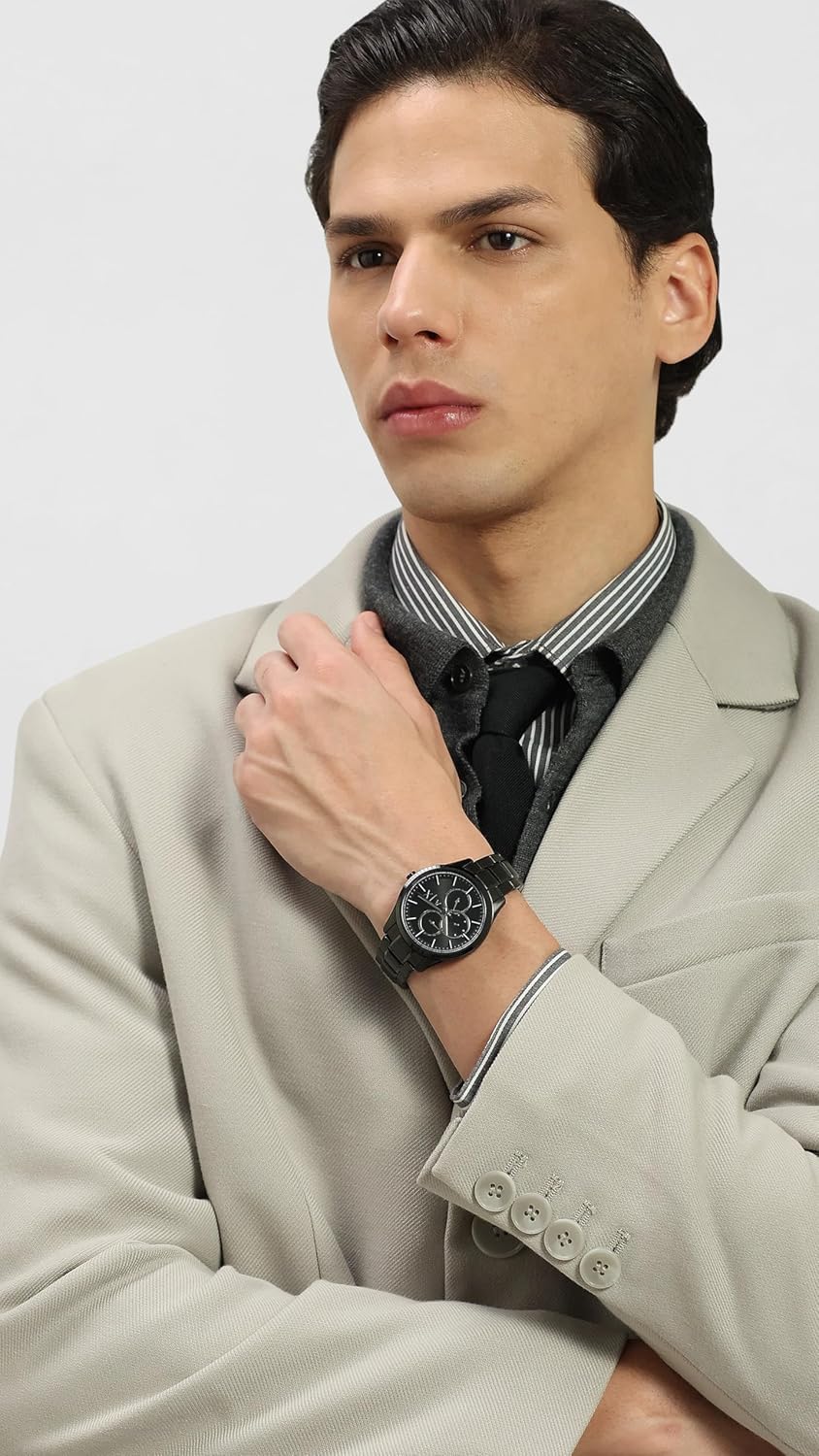 Armani Exchange Stainless Steel Analog Black Dial Men's Watch-Ax7148Set